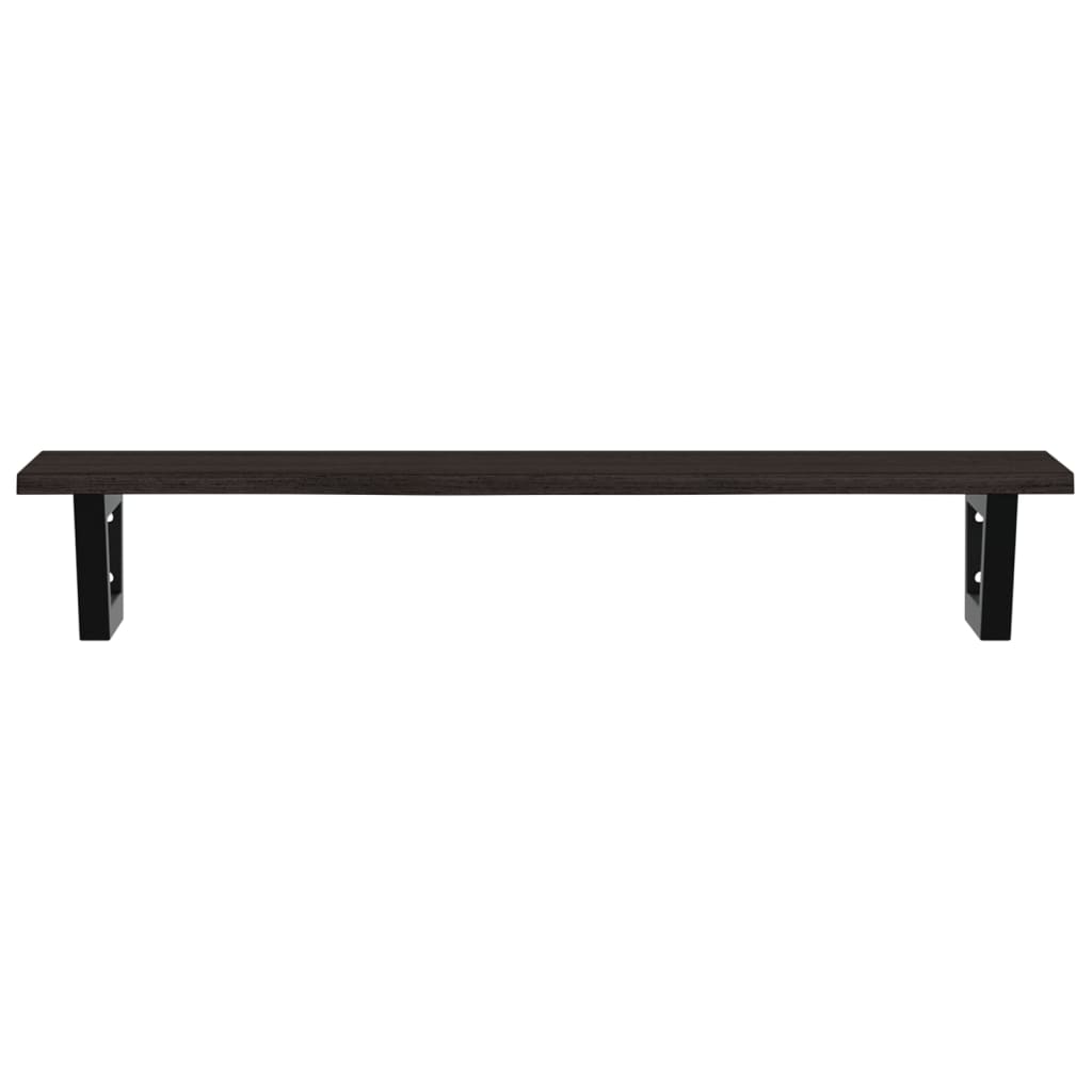 Basin Shelf Wall Mounted Steel and Solid Wood Oak
