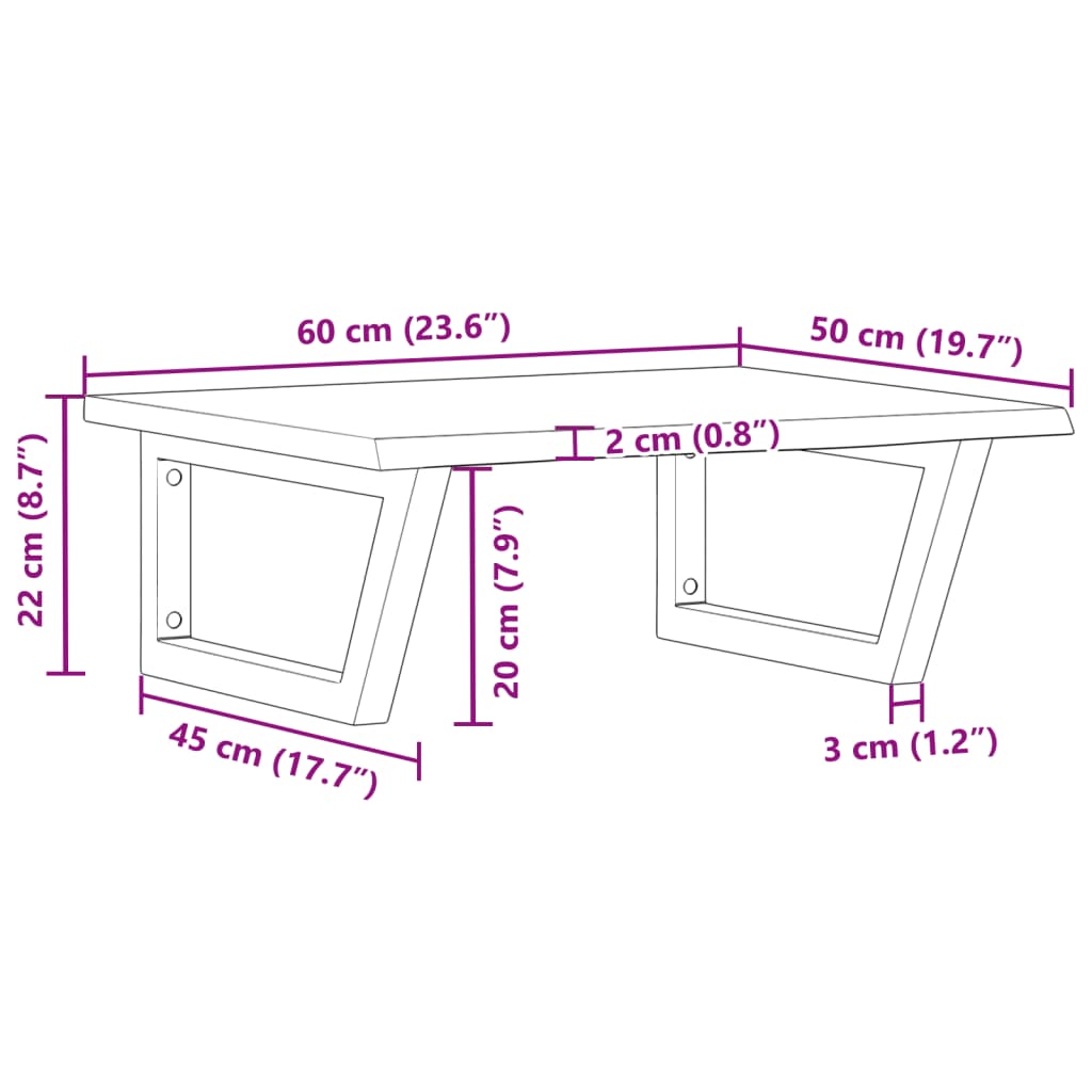 Basin Shelf Wall Mounted Steel and Solid Wood Oak