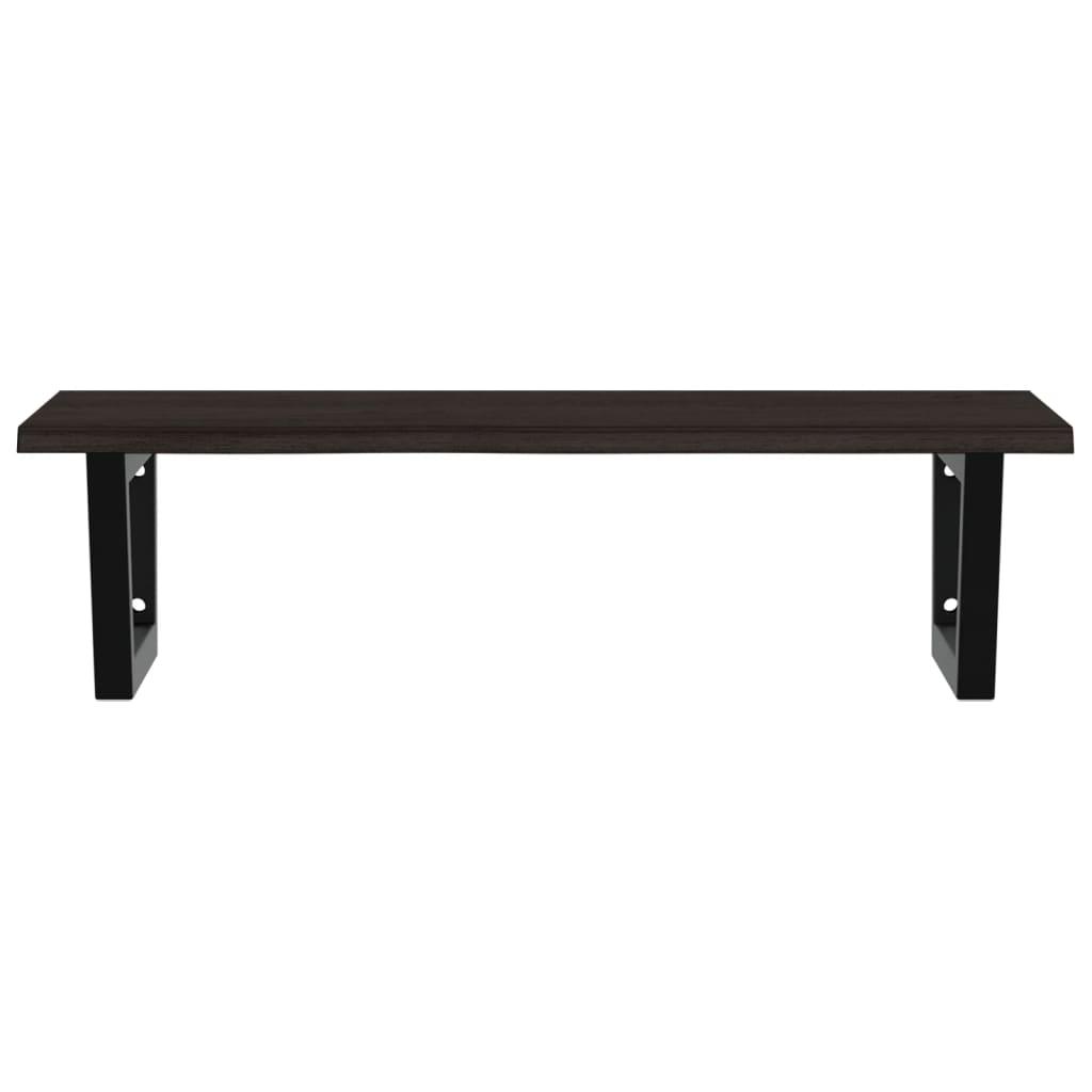 Basin Shelf Wall Mounted Steel and Solid Wood Oak