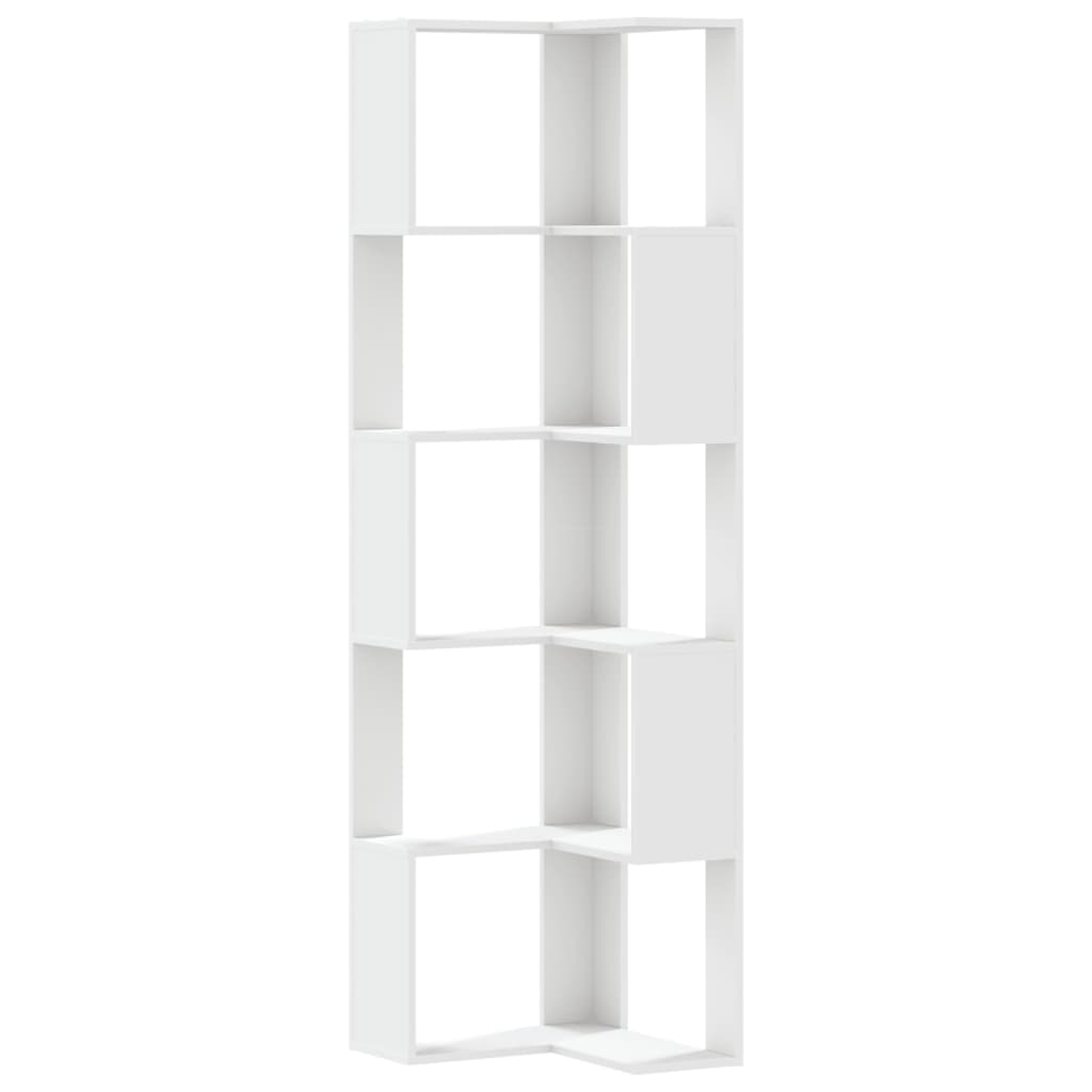 Corner Bookcase 5-Tier White 50x50x179 cm Engineered Wood