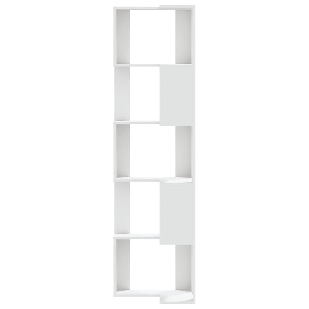 Corner Bookcase 5-Tier White 50x50x179 cm Engineered Wood