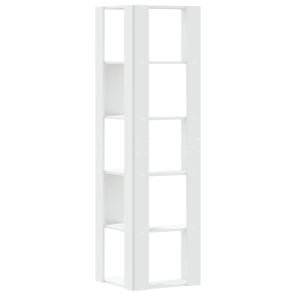 Corner Bookcase 5-Tier White 50x50x179 cm Engineered Wood