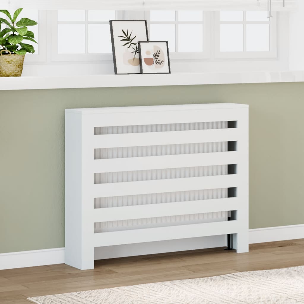 Radiator Cover White 104x20x82 cm Engineered Wood
