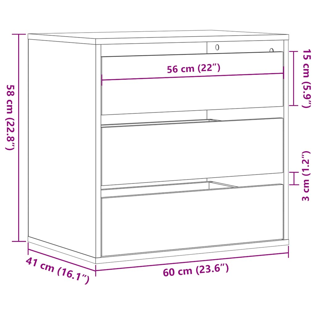 Corner Chest of Drawers White 60x41x58 cm Engineered Wood