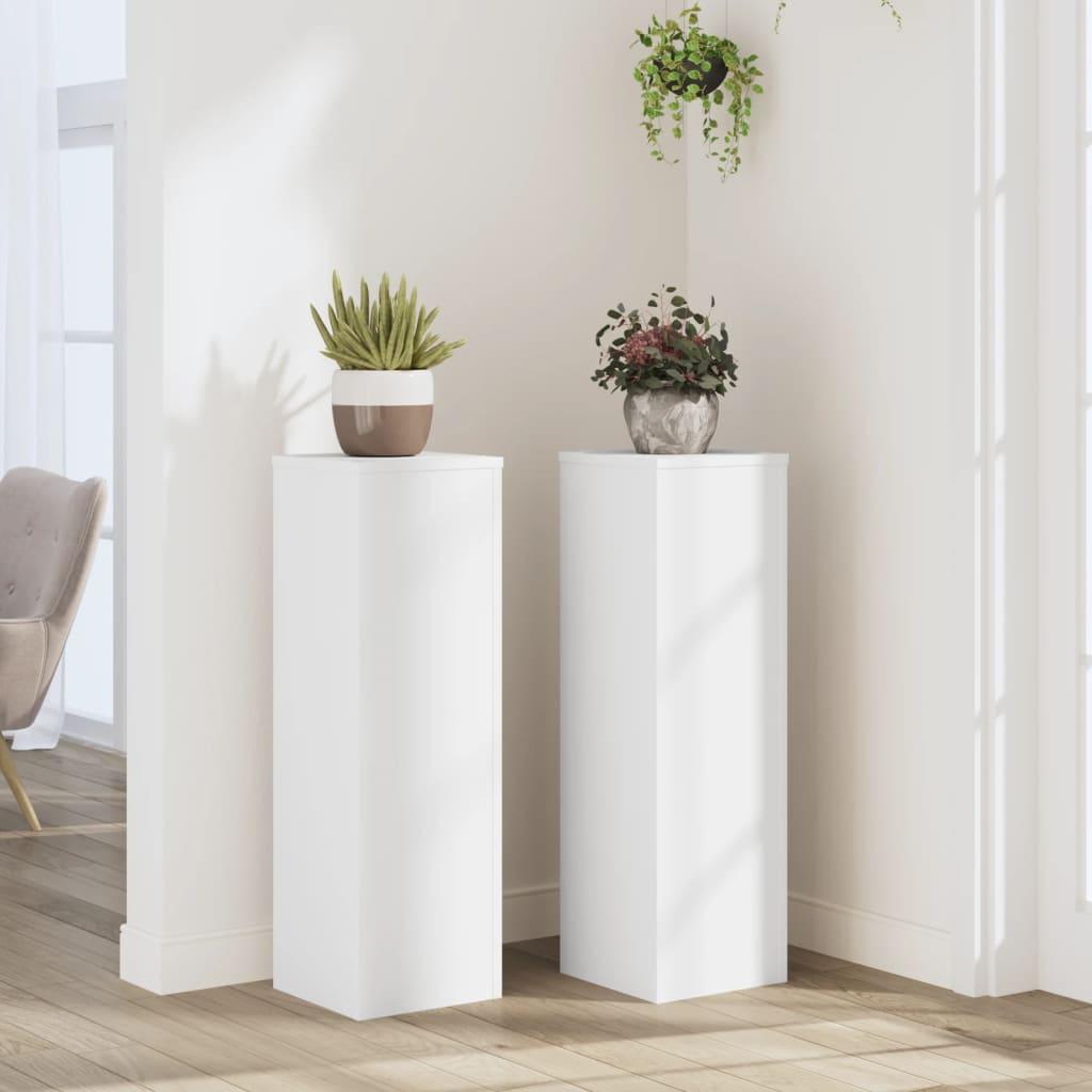 Plant Stands 2 pcs White 25x25x80 cm Engineered Wood