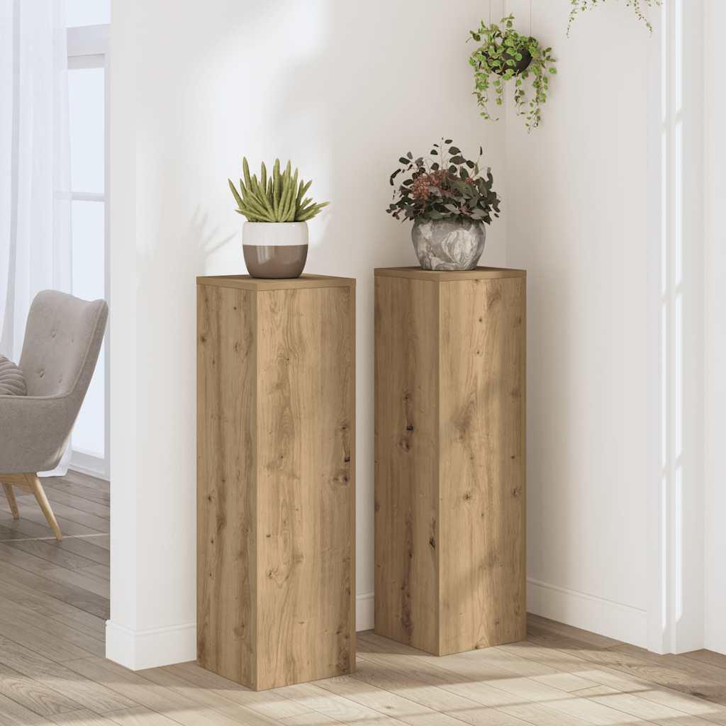 Plant Stands 2 pcs Artisan Oak 25x25x80 cm Engineered Wood