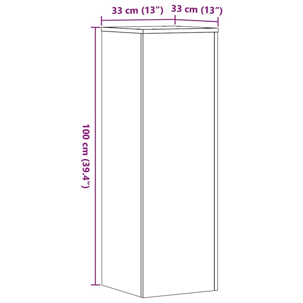 Plant Stand Artisan Oak 33x33x100 cm Engineered Wood