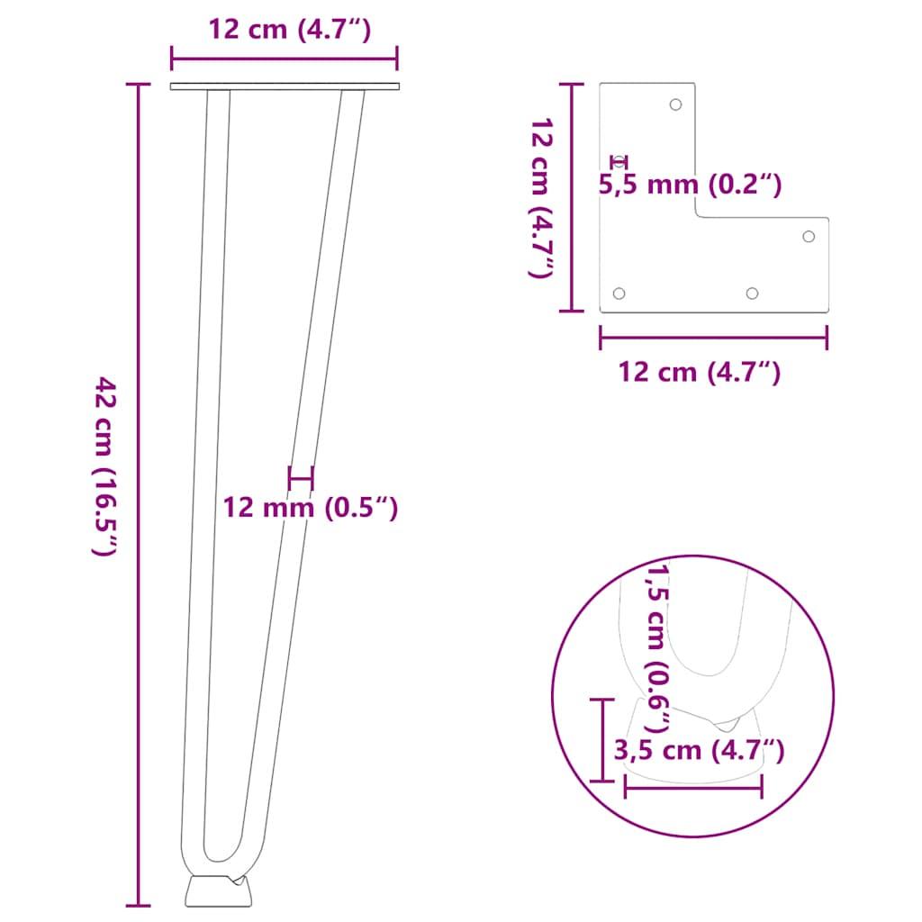 Hairpin Legs for Coffee Table 4 pcs Black 42 cm Solid Steel