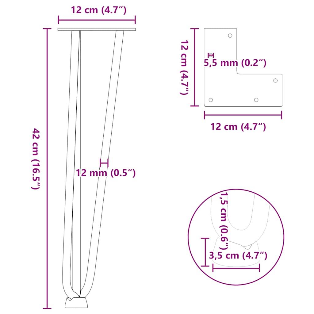 Hairpin Legs for Coffee Table 4 pcs Black 42 cm Solid Steel
