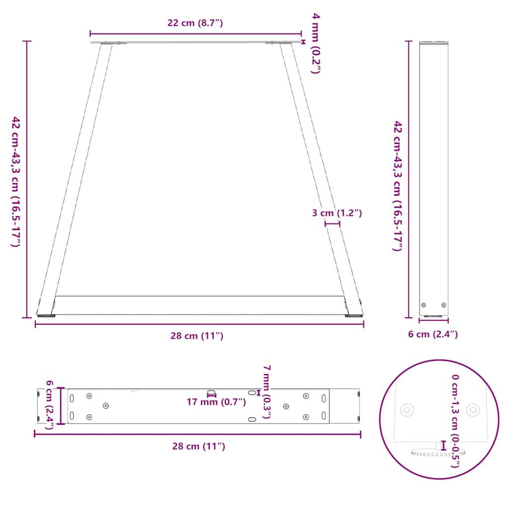 Coffee Table Legs V-Shape 2 pcs Black 28x(42-43.3) cm Steel