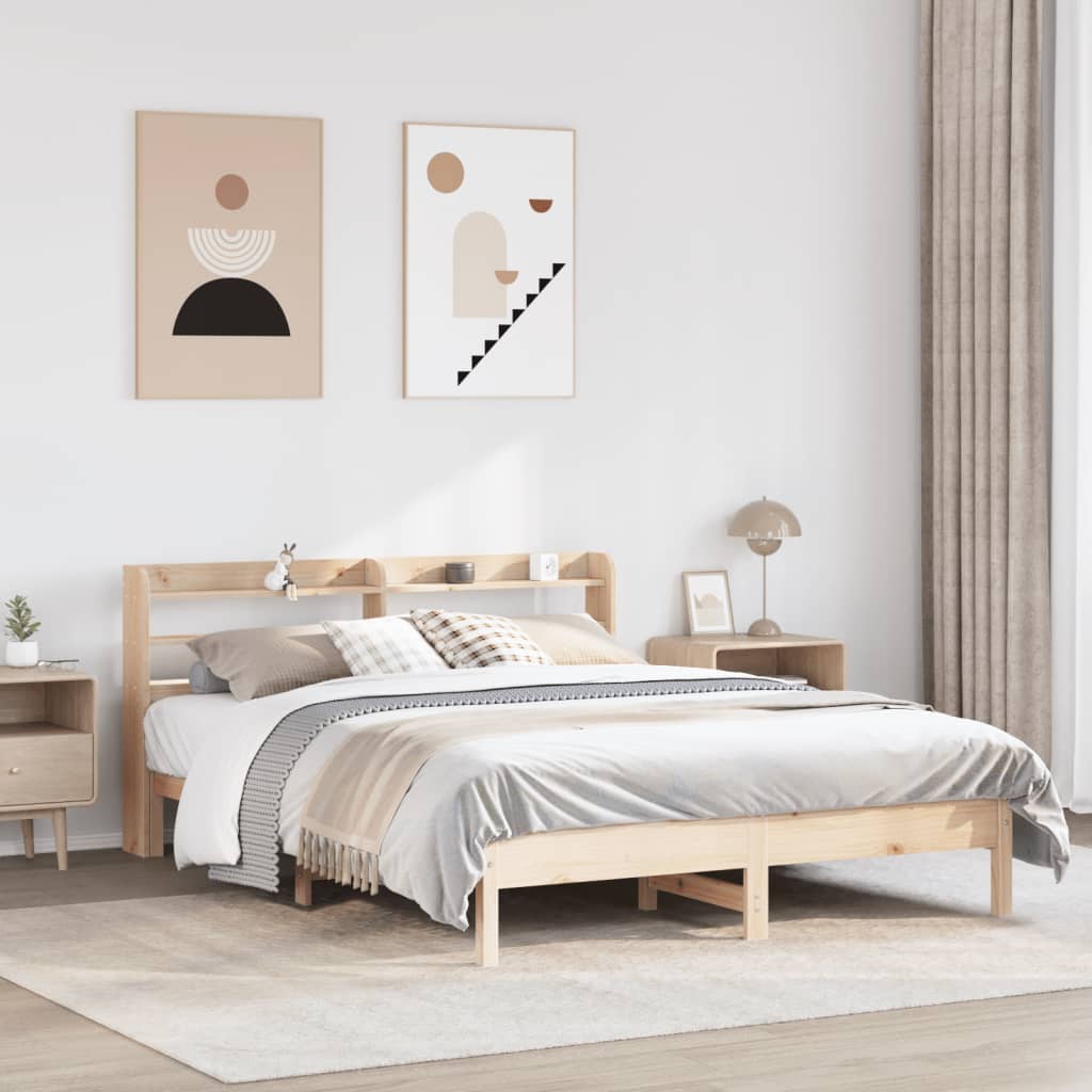 Bed Frame without Mattress 135x190 cm Solid Wood Pine