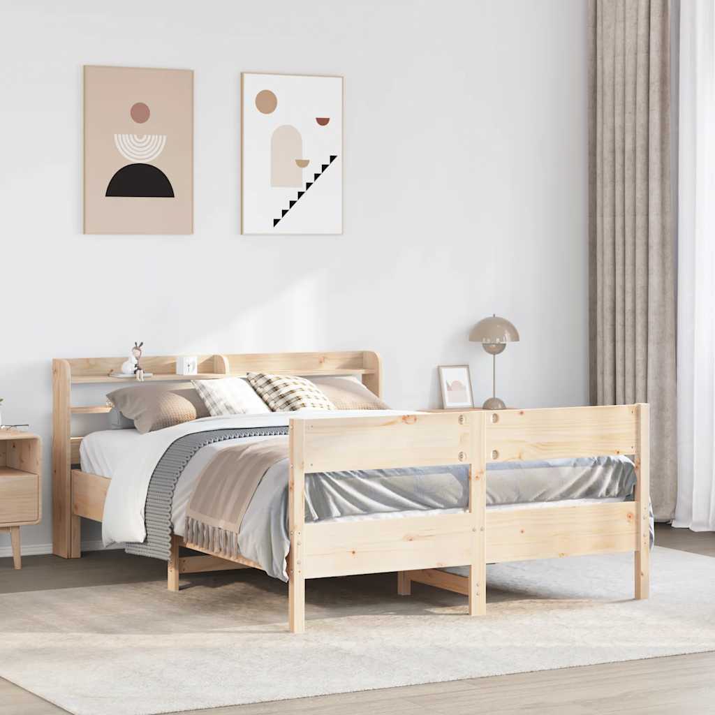 Bed Frame without Mattress 135x190 cm Solid Wood Pine