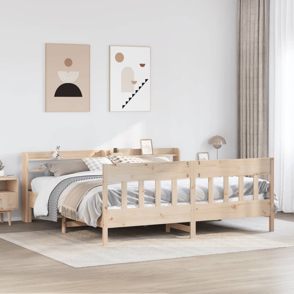 Bed Frame without Mattress 180x200 cm Solid Wood Pine