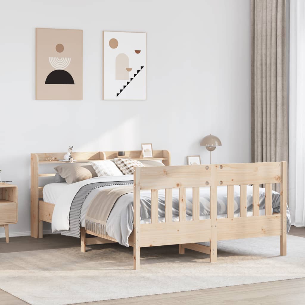Bed Frame without Mattress 135x190 cm Solid Wood Pine