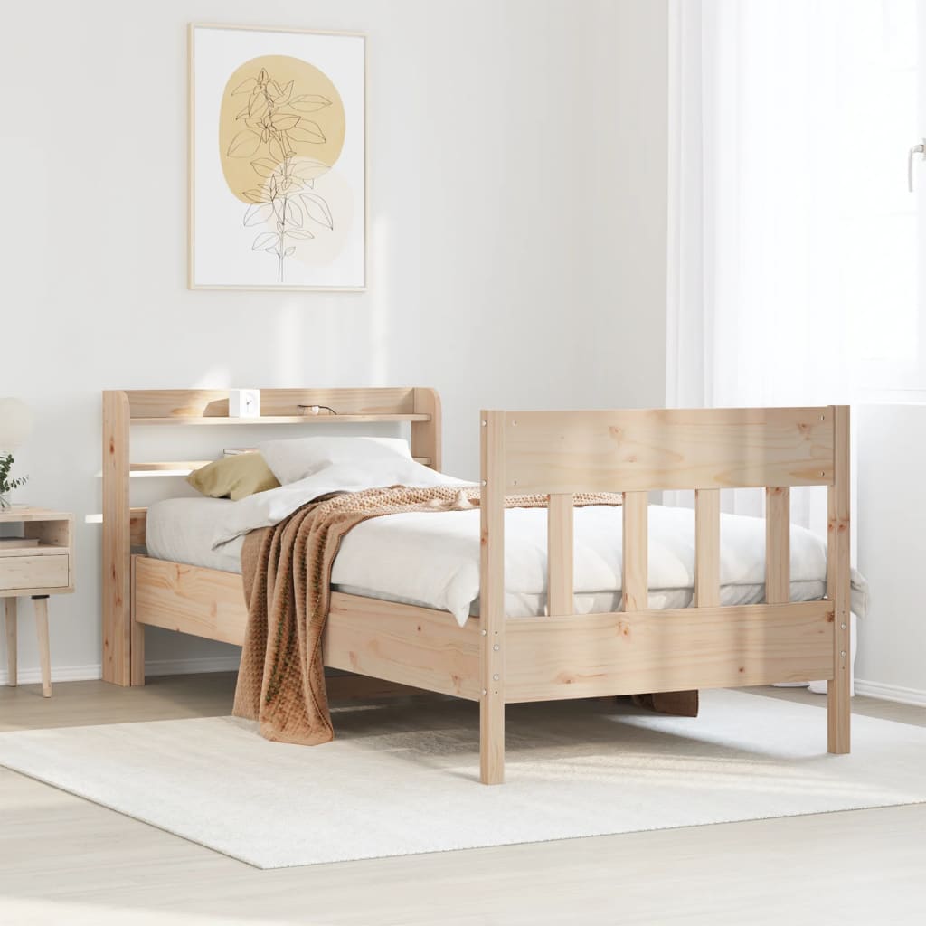 Bed Frame without Mattress 90x190 cm Solid Wood Pine