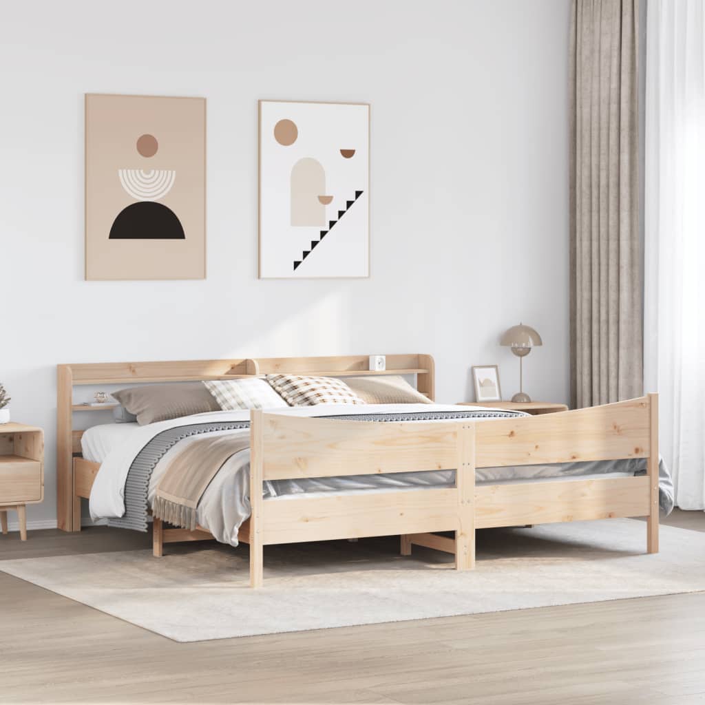 Bed Frame with Headboard 180x200 cm Solid Wood Pine