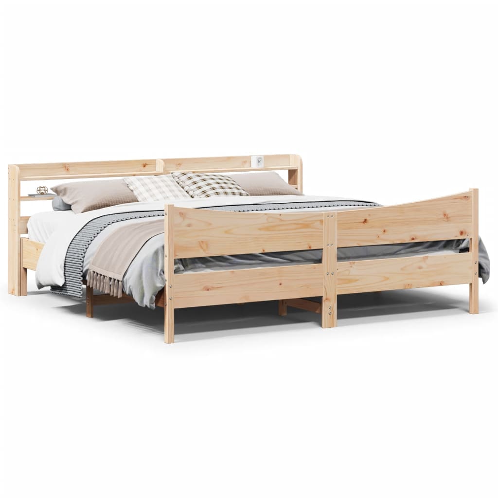 Bed Frame with Headboard 180x200 cm Solid Wood Pine