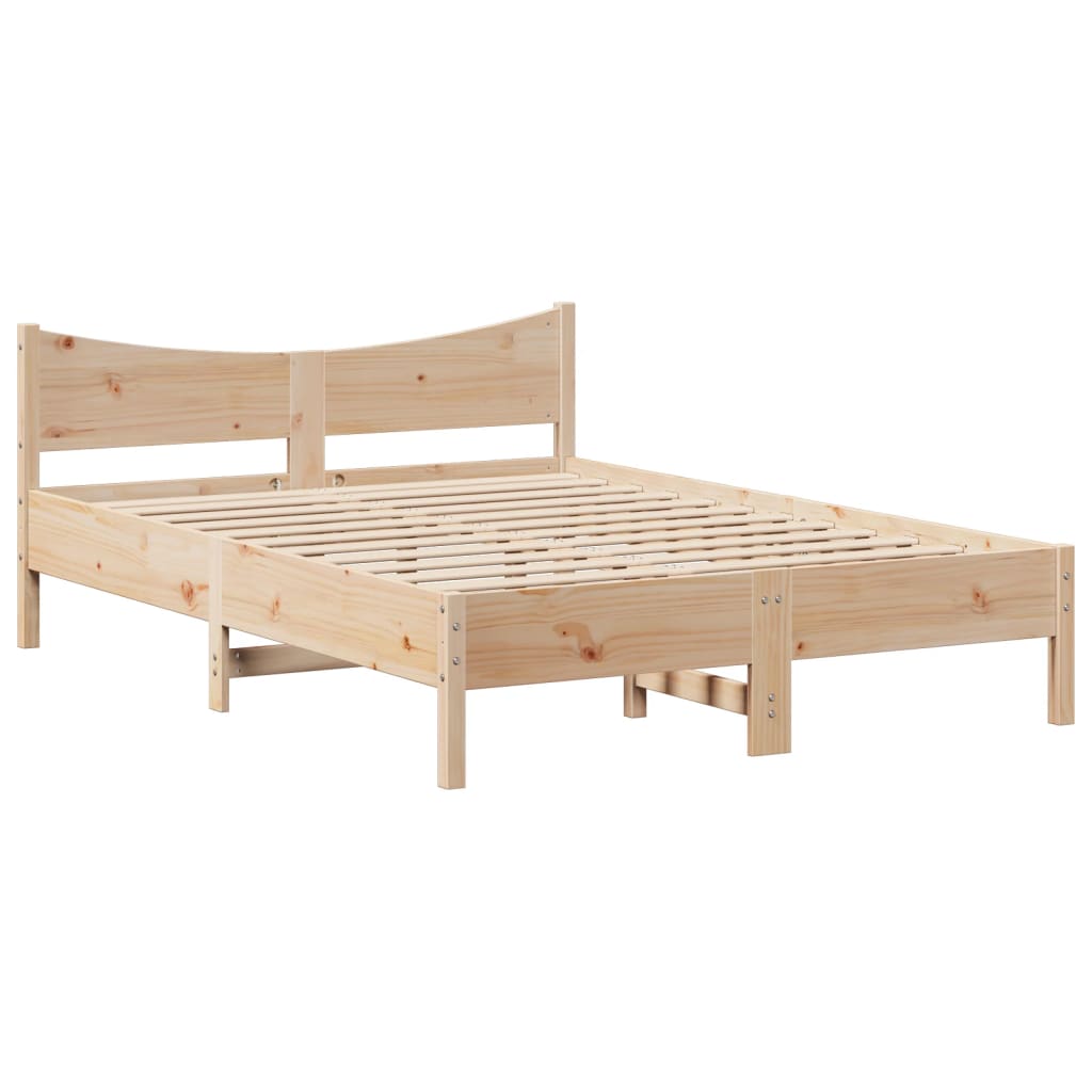 Bed Frame with Headboard 150x200 cm Solid Wood Pine