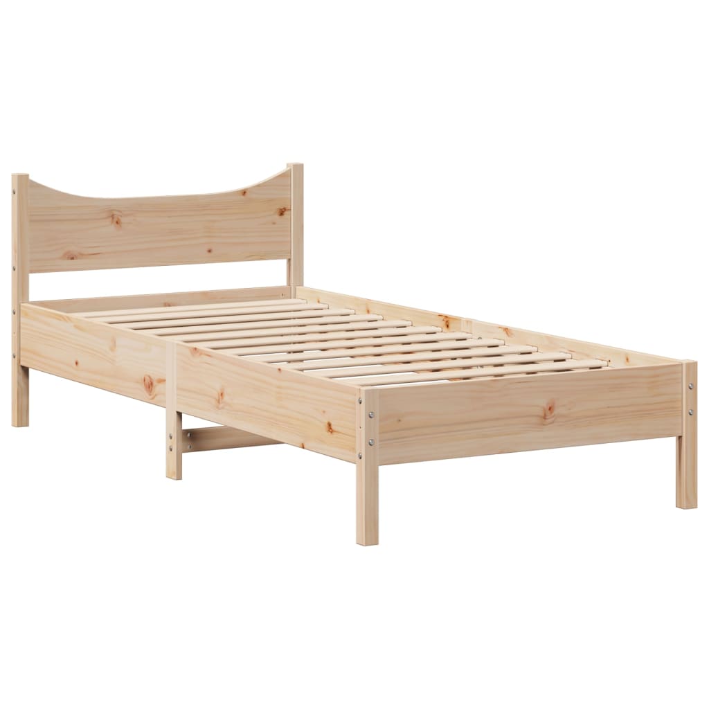 Bed Frame with Headboard 90x190 cm Solid Wood Pine