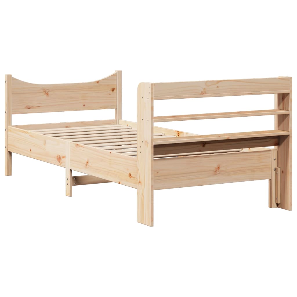 Bed Frame with Headboard 90x190 cm Solid Wood Pine