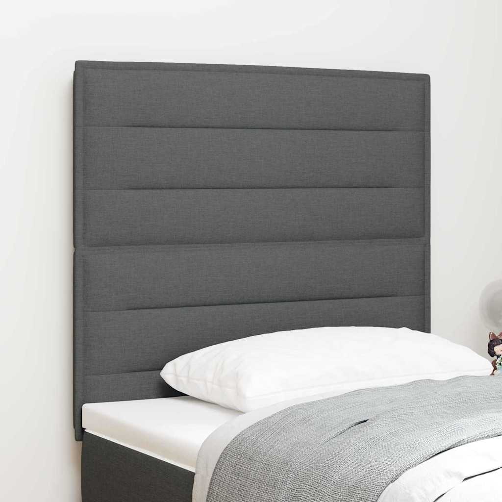 LED Headboard with LED Strip Lights Dark Grey 80 cm Fabric