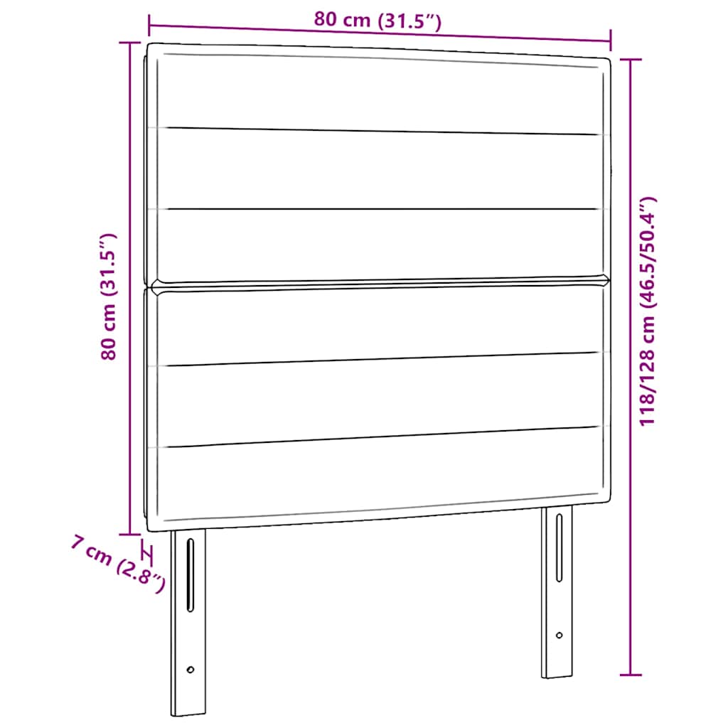LED Headboard with LED Strip Lights Dark Grey 80 cm Fabric