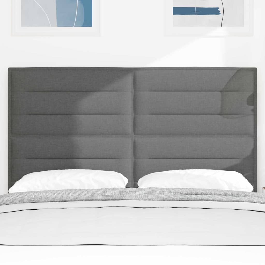 LED Headboard with LED Strip Lights Dark Grey 144 cm Polyester