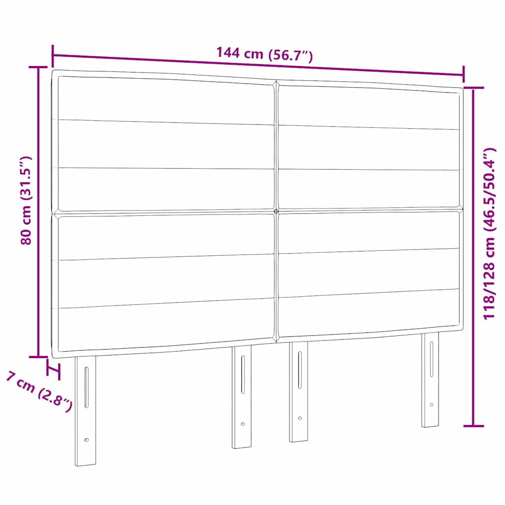 LED Headboard with LED Strip Lights Dark Grey 144 cm Polyester