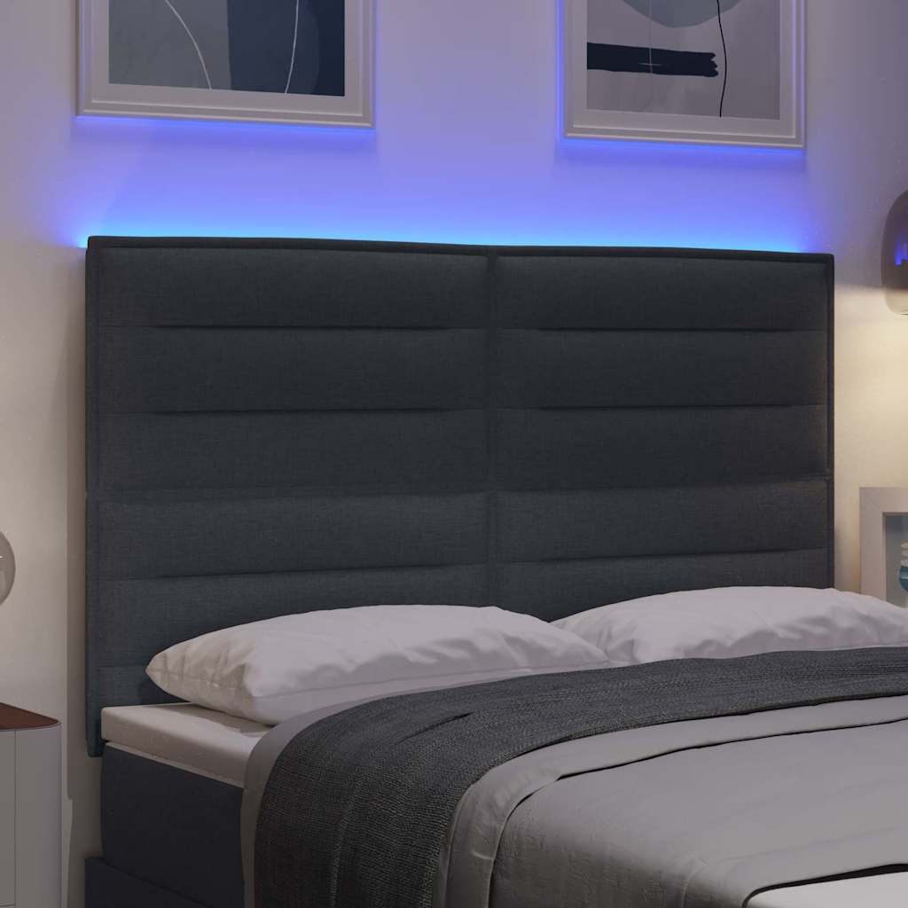 LED Headboard with LED Strip Lights Dark Grey 160 cm Polyester