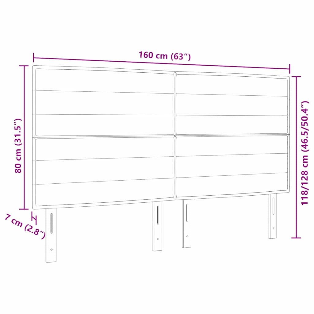 LED Headboard with LED Strip Lights Dark Grey 160 cm Polyester