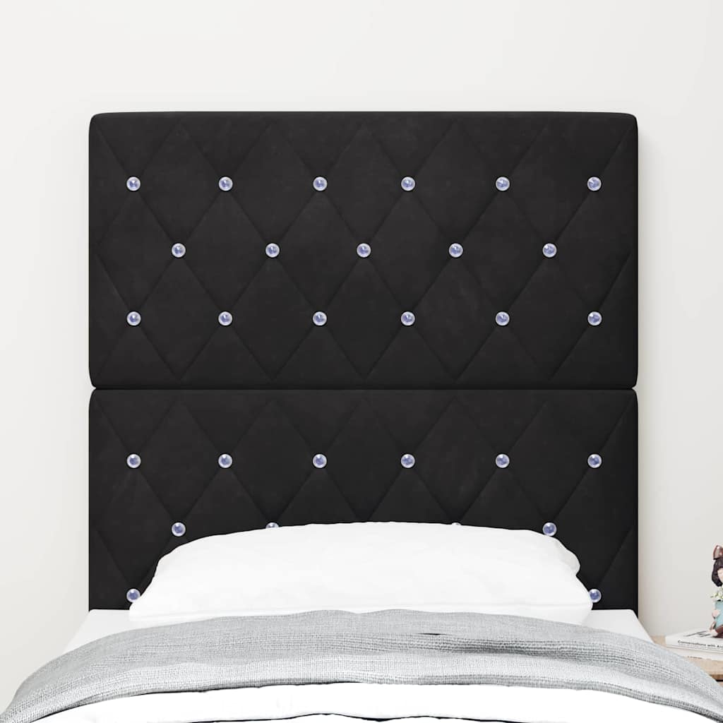 LED Headboard with LED Strip Lights Manual Black 80 cm Velvet