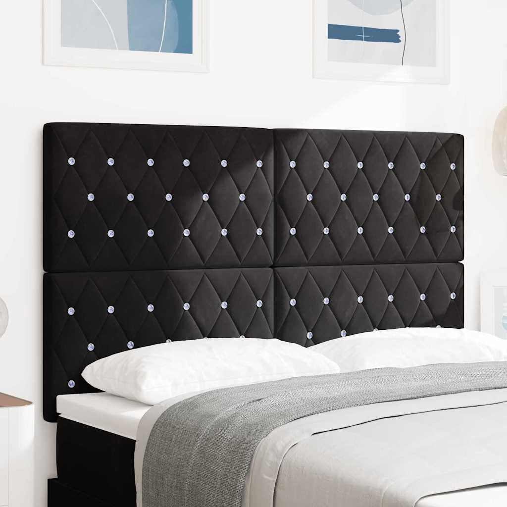 LED Headboard with LED Strip Lights Manual Black 160 cm Velvet