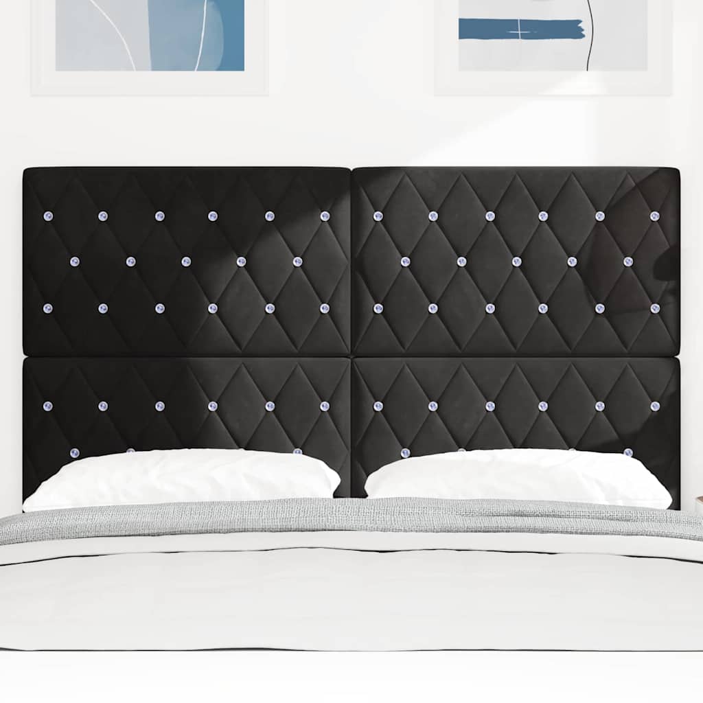 LED Headboard with LED Strip Lights Manual Black 160 cm Velvet
