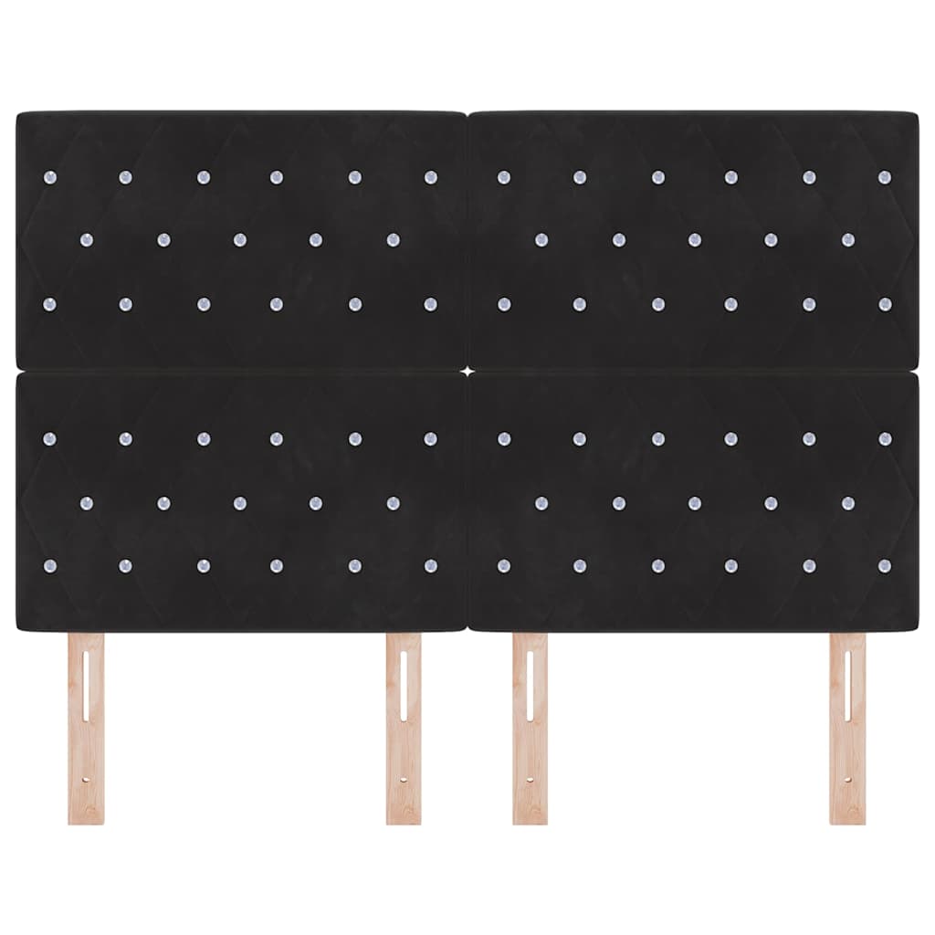 LED Headboard with LED Strip Lights Manual Black 160 cm Velvet