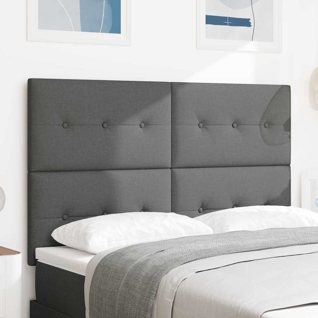LED Headboard with LED Strip Lights Dark Grey 144 cm Fabric