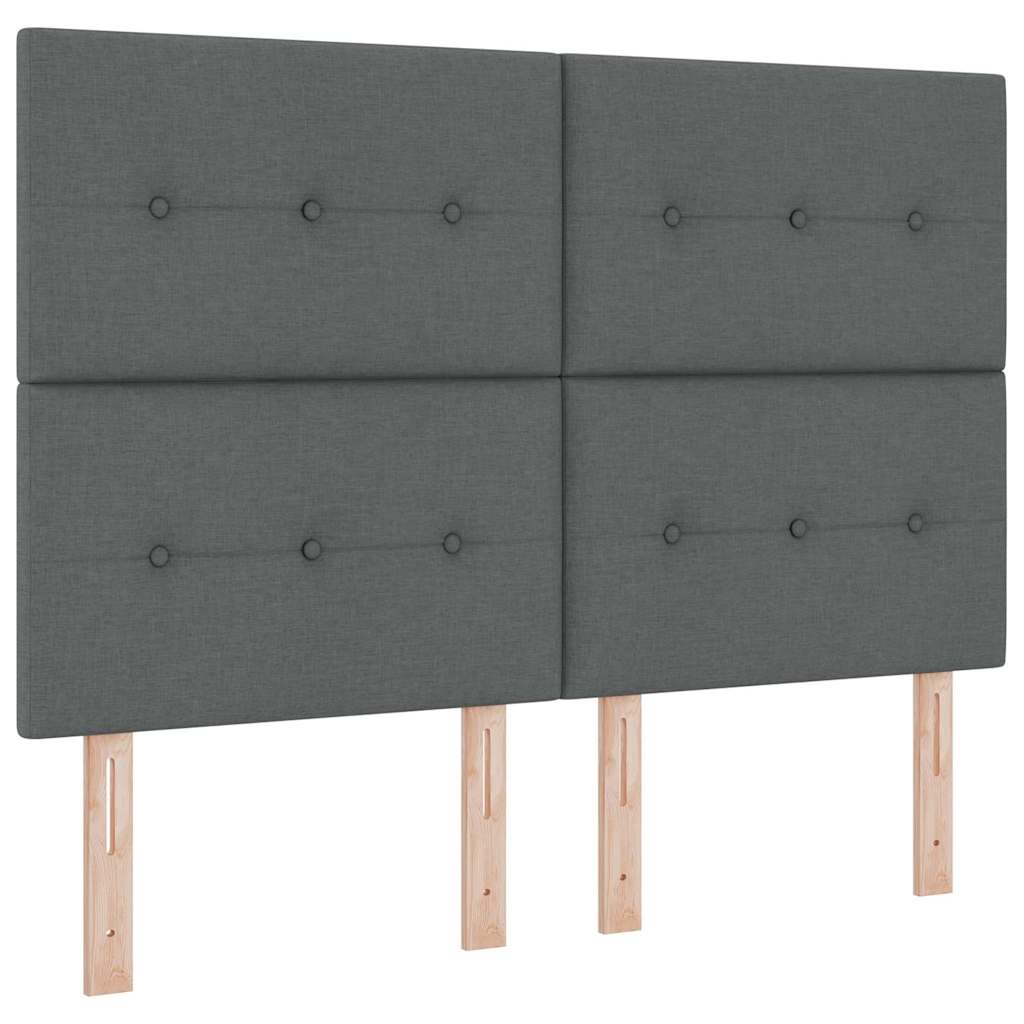 LED Headboard with LED Strip Lights Dark Grey 144 cm Fabric