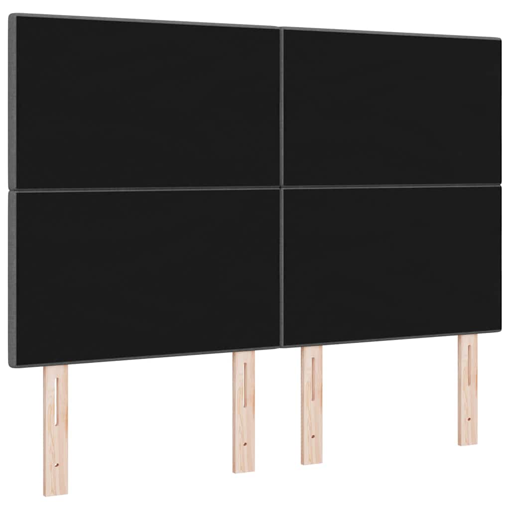 LED Headboard with LED Strip Lights Dark Grey 144 cm Fabric