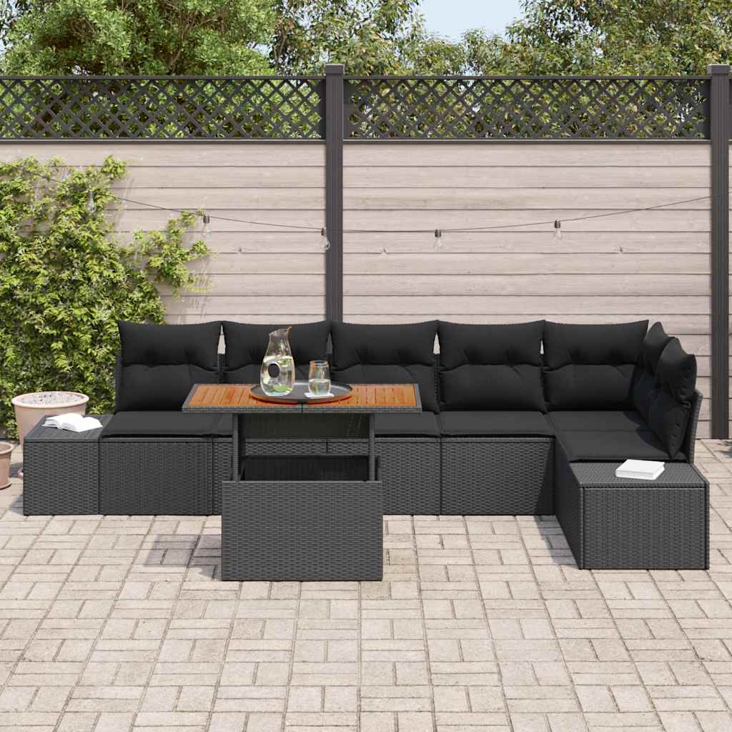 Garden Dining Set with Cushion Manual 7 pcs Black and Brown