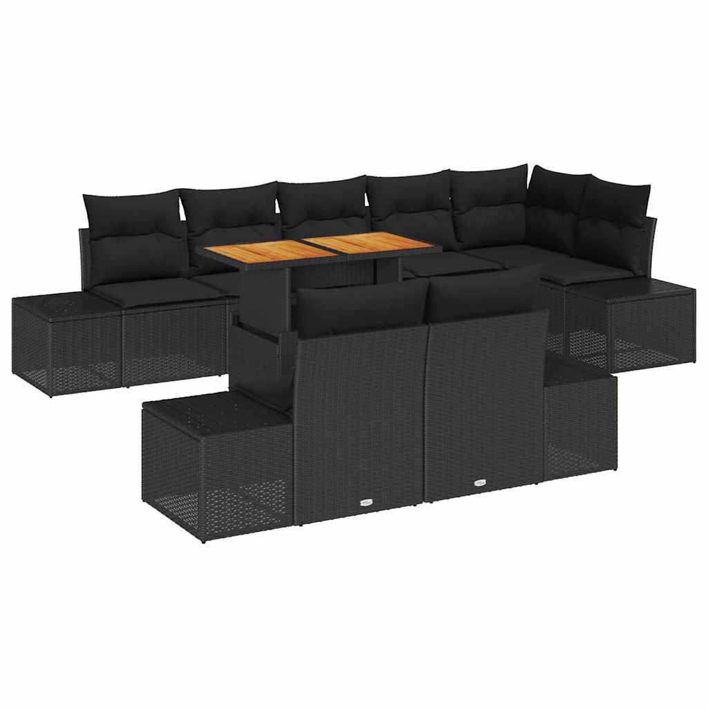 Garden Dining Set Manual 9 pcs Black and Brown 100 x 55 x 73 cm