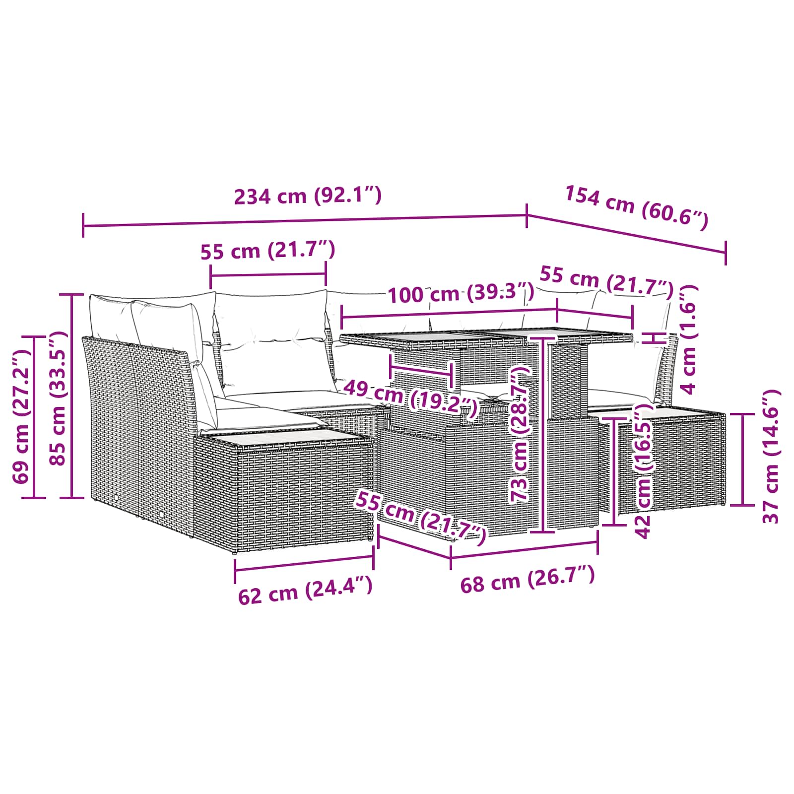 Garden Dining Set with Cushion Manual 9 pcs Black and Brown