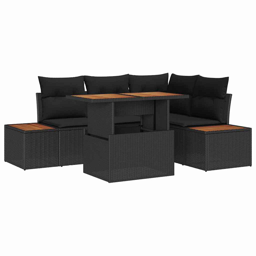 Garden Dining Set with Cushion Manual 5 pcs Black and Brown