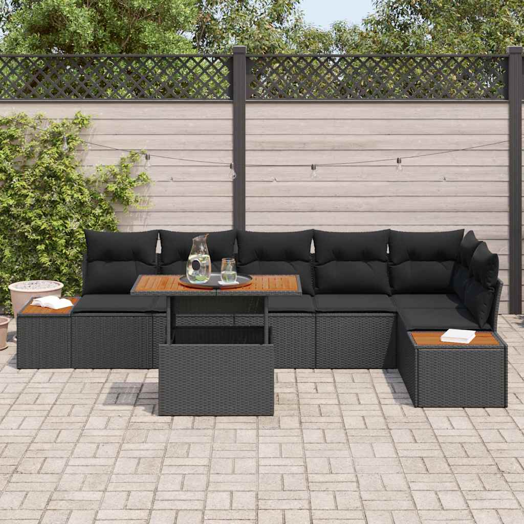 Garden Dining Set with Cushion Manual 7 pcs Black and Brown