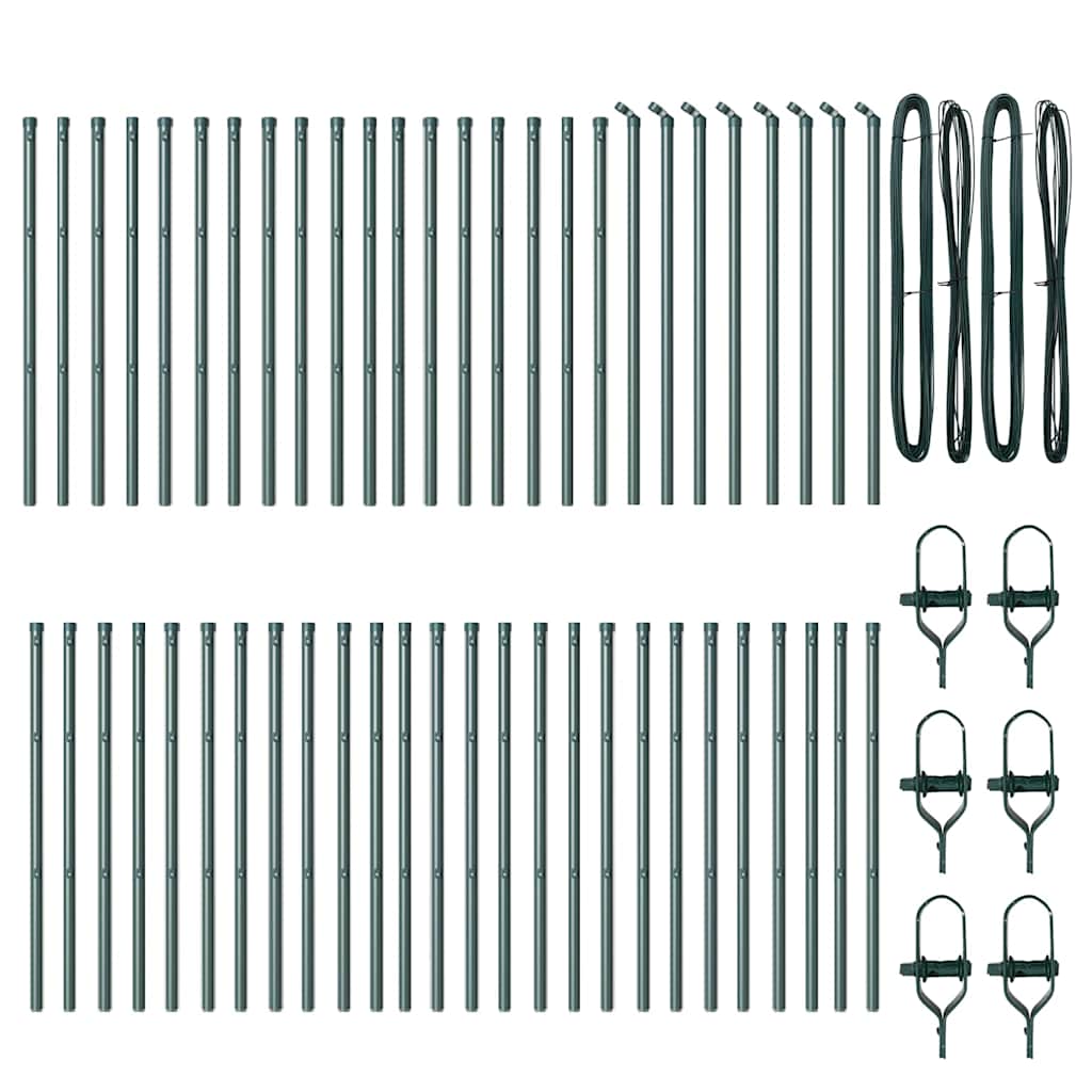 Fence Post 52 pcs Green 3.2 x 3.2 x 120 cm Steel