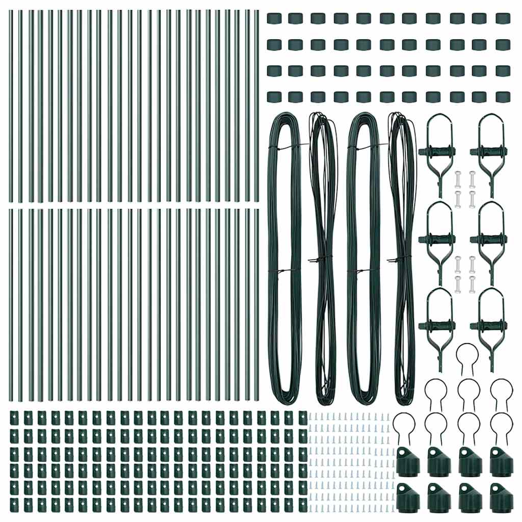 Fence Post 52 pcs Green 3.2 x 3.2 x 120 cm Steel