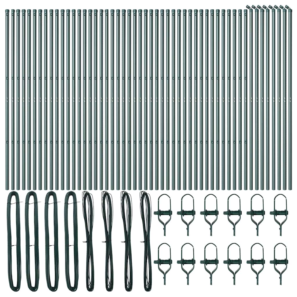 Fence Post 52 pcs Green 3.2 x 3.2 x 190 cm Steel