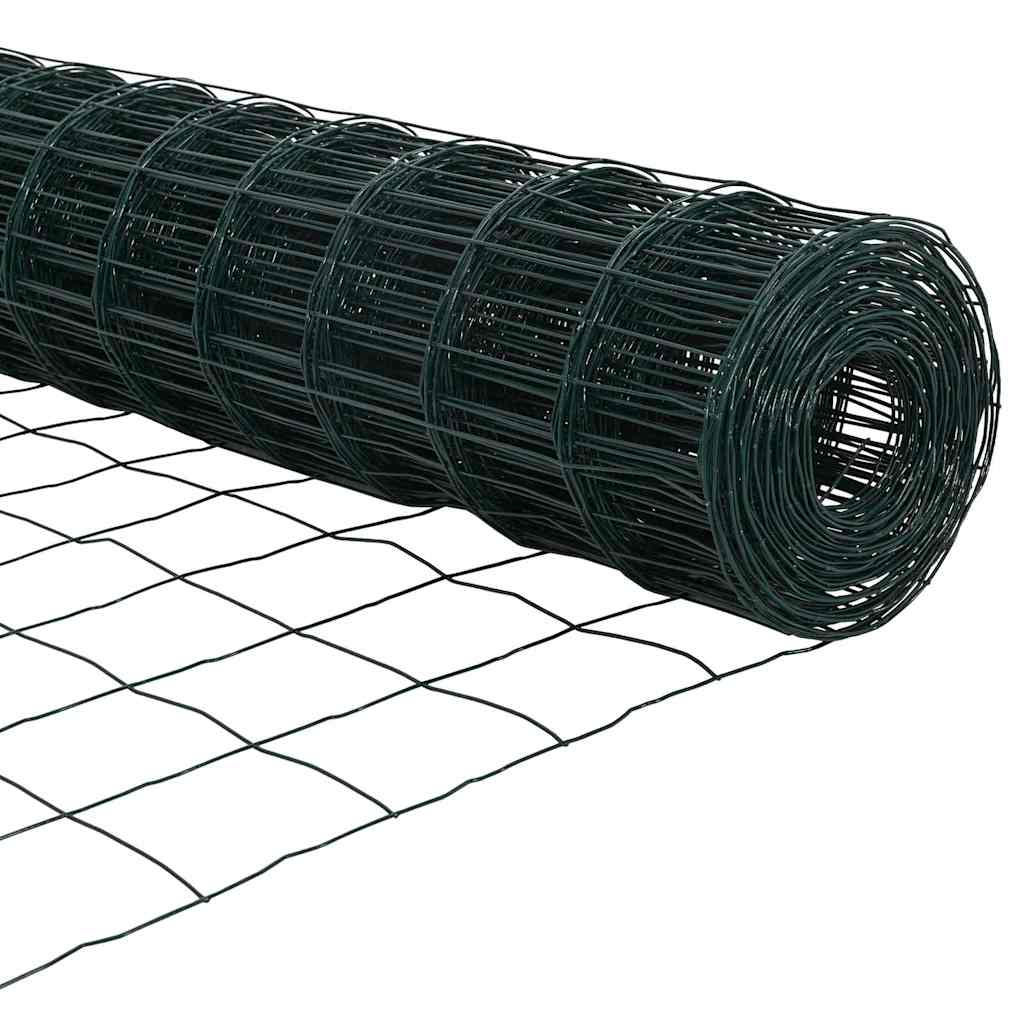 Fence with Posts Green 0.8 x 25 m Steel