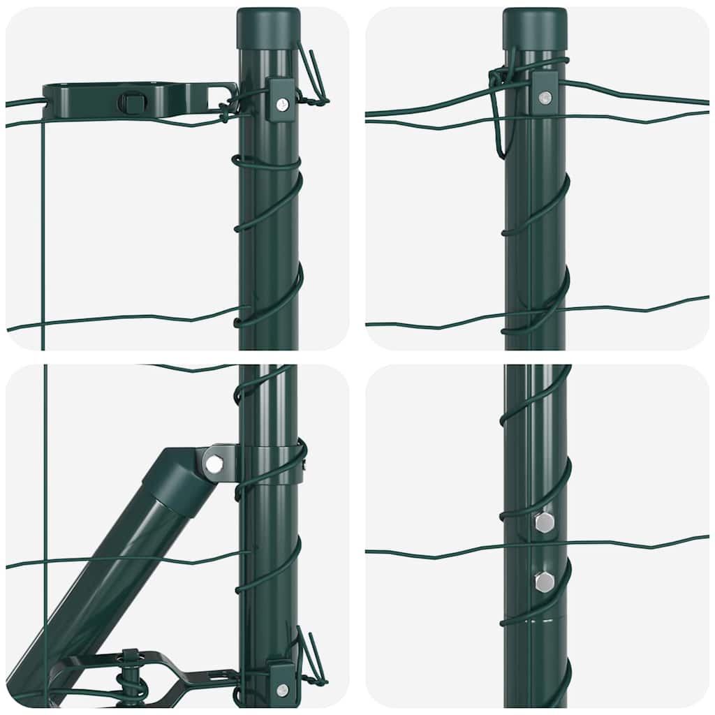 Fence with Posts Green 1 x 25 m Steel