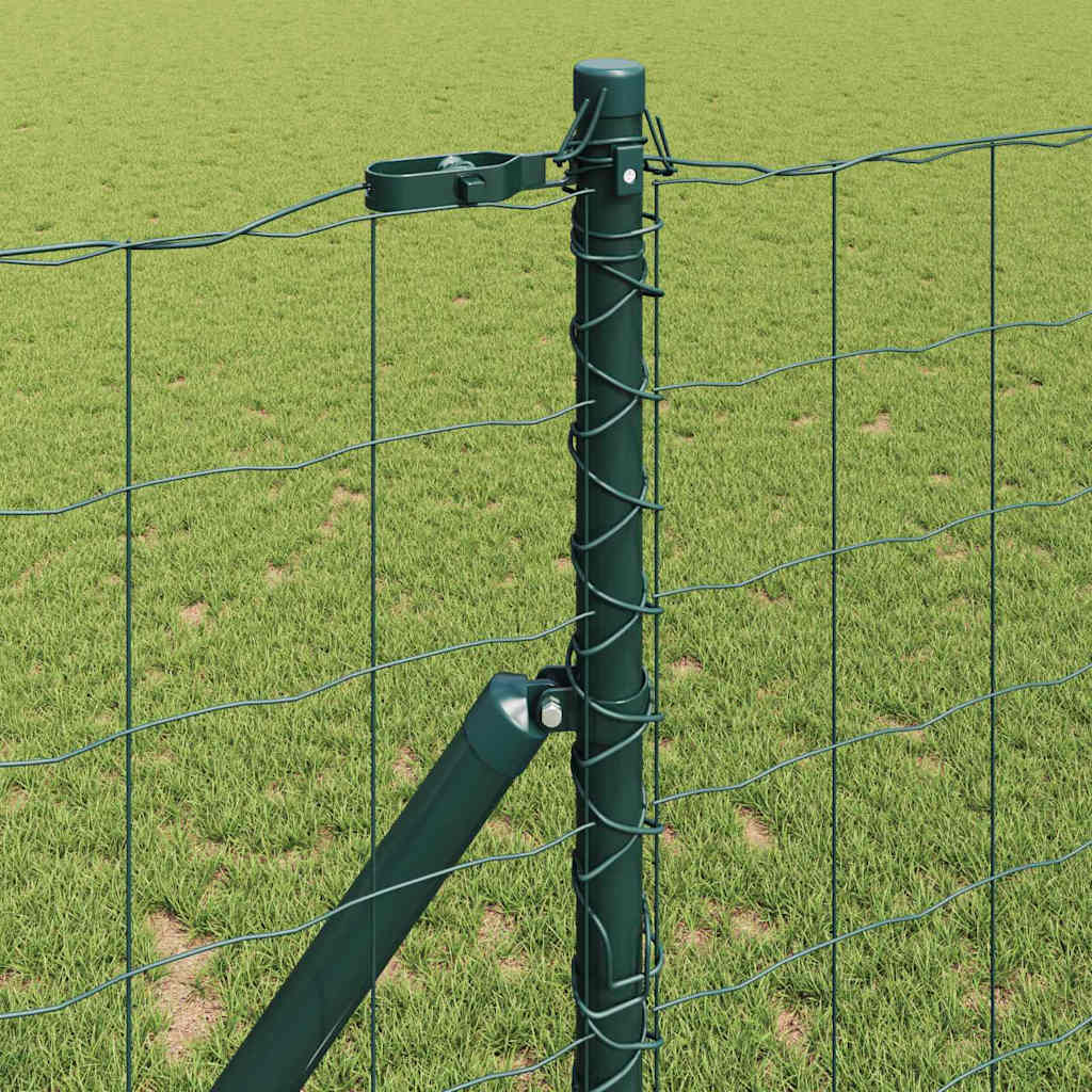 Fence with Posts Green 1 x 25 m Steel