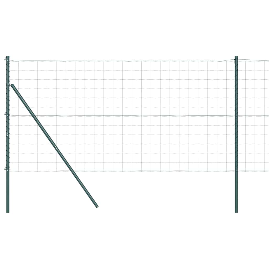 Fence with Posts Green 1 x 25 m Steel