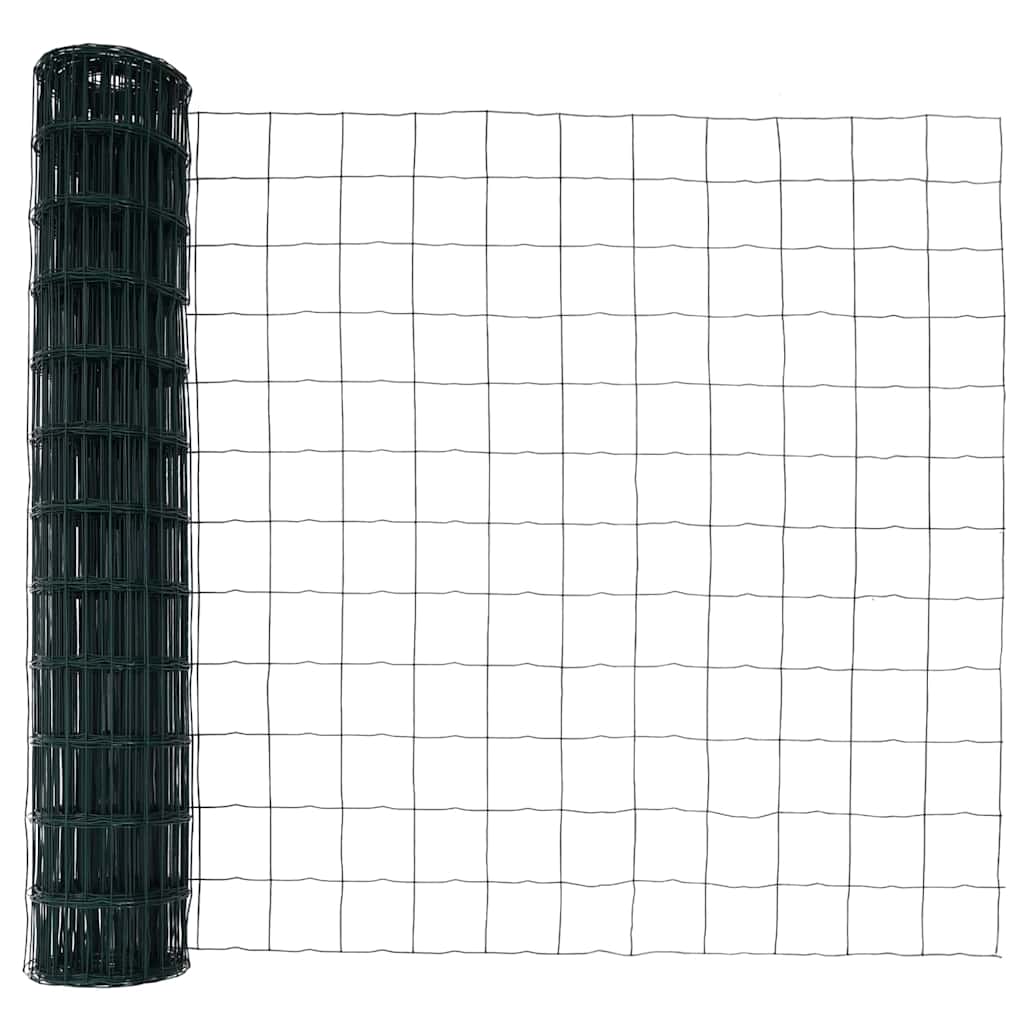 Fence with Posts Green 1 x 25 m Steel